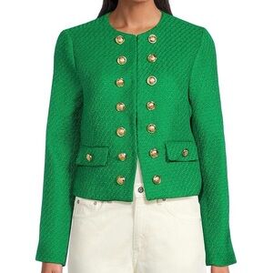 WD-NY Green Textured Women's Blazer/Jacket with Gold Buttons Size M NEW no tags